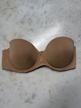 Calvin Klein Strapless Molded Bandeau Bra in Tan